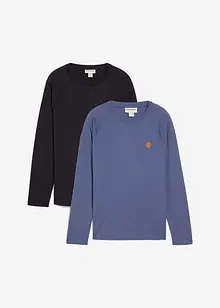 Långärmad tröja av ekologisk bomull (2-pack), bonprix