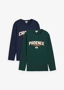 Långärmad tröja av ekologisk bomull (2-pack), bonprix