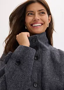 Lång skepparjacka med yllelook, bonprix