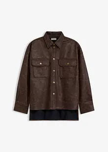 Skjorta i skinnimitation med used-look, bonprix