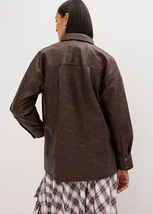 Skjorta i skinnimitation med used-look, bonprix