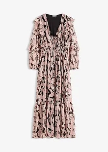 Chiffongklänning med volanger, bonprix