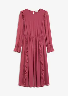 Chiffongklänning med volanger, bonprix