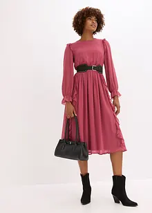 Chiffongklänning med volanger, bonprix