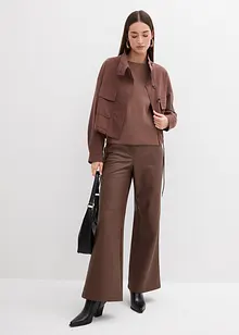 Långärmad topp av ribbat material, bonprix