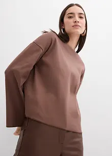 Långärmad topp av ribbat material, bonprix