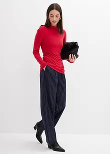 Ribbstickad topp med rynk, bonprix