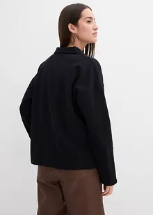 Sweatshirt i ekologisk bomull med stickad pikékrage, bonprix