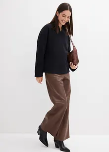 Sweatshirt i ekologisk bomull med stickad pikékrage, bonprix