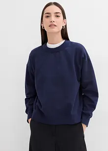 Sweatshirt med vid, ribbad krage av ekologisk bomull, bonprix