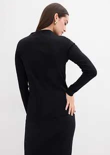 Långärmad topp i ribbat material, bonprix