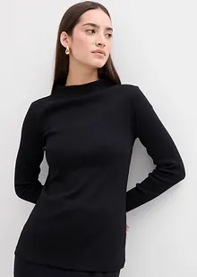 Långärmad topp i ribbat material, bonprix