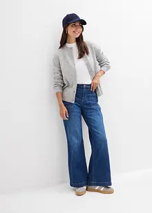 Wide Leg Jeans Mid Waist, med påsydda fickor, bonprix