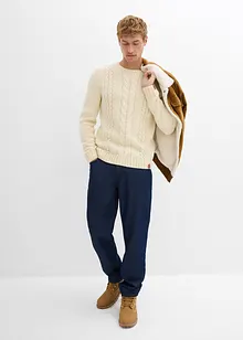 Grovstickad tröja med flätmönster, bonprix