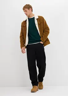 Finstickad tröja i bomullsblandning med merinoull, bonprix