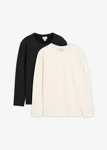 Långärmad T-shirt med termofunktion, smal passform (2-pack), bonprix