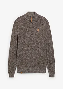 Tröja av ren bomull med krage och kort dragkedja, bonprix