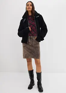 Kort manchesterkjol med tvättad look, bonprix