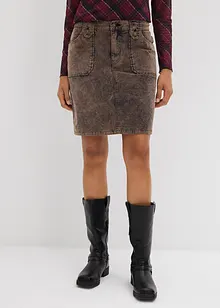 Kort manchesterkjol med tvättad look, bonprix