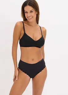 Vadderad bralette utan bygel, av ribbad, ekologisk bomull, bonprix
