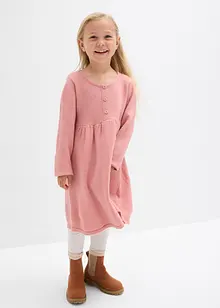 Stickad klänning med dekorativ knappslå, bonprix