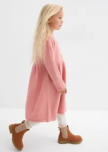 Stickad klänning med dekorativ knappslå, bonprix