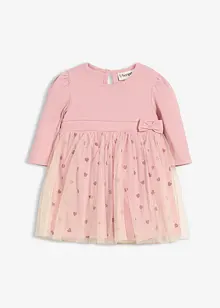 Hjärtmönstrad klänning med body för bebisar, ekologisk bomull, bonprix