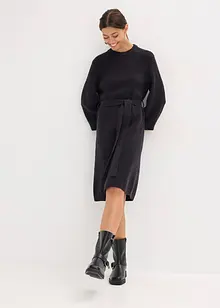 Stickad klänning med ballongärmar, bonprix