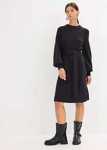 Stickad klänning med ballongärmar, bonprix