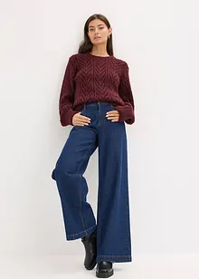 Fluffig tröja med hålmönster, bonprix