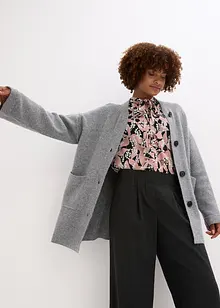 Kort stickad cardigan med skärp, bonprix