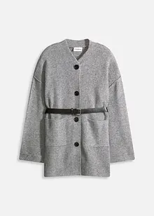 Kort stickad cardigan med skärp, bonprix