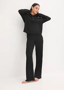 Ribbstickad topp och byxa i oversizemodell, bonprix