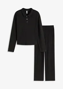 Ribbstickad topp och byxa i oversizemodell, bonprix