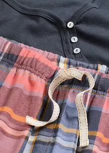 Pyjamas med ribbad topp och flanellbyxa med glittrande trådar, bonprix