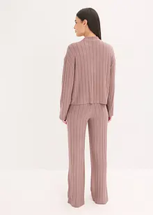 Ribbstickad byxa och topp i oversizemodell, bonprix