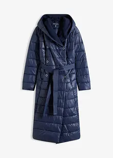 Täckkappa med besättning av ylleimitation och knytskärp (2 delar), bonprix