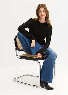 Ribbstickad topp i viskosmix, bonprix