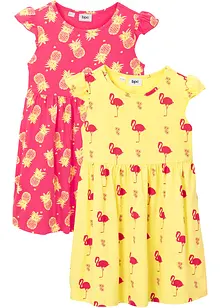 Jerseyklänning av ekologisk bomull (2-pack), bonprix
