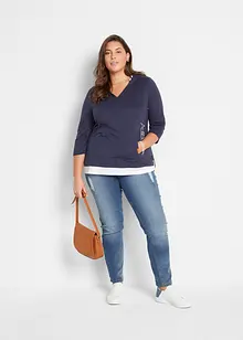 Bomullstopp med luva och 3/4-ärm, bonprix