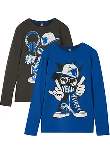 Långärmad T-shirt för barn (2-pack) med ekologisk bomull, bonprix