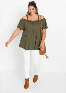 Cold shoulder-topp i mjuk viskos, bonprix