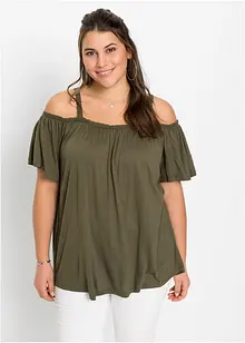 Cold shoulder-topp i mjuk viskos, bonprix