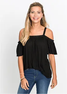 Cold shoulder-topp i mjuk viskos, bonprix