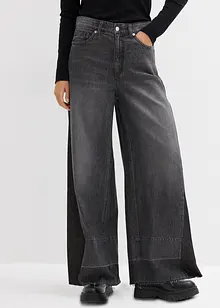 Wide Leg Jeans High Waist, med infällning, bonprix