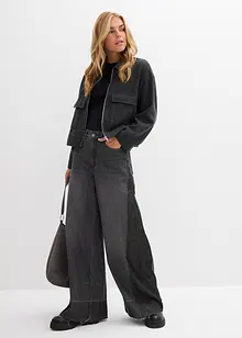 Wide Leg Jeans High Waist, med infällning, bonprix