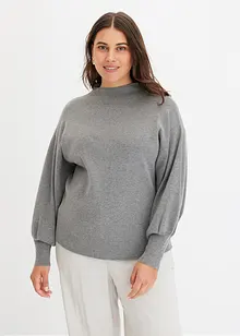 Stickad tröja med ballongärmar, bonprix