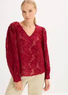 Blus med blommigt strukturmönster, bonprix