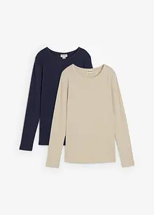 Ribbad mammatopp av ren bomull (2-pack), bonprix
