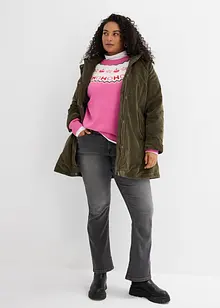 Varm A-linjeformad manchesterparkas med teddypäls i huvan, bonprix